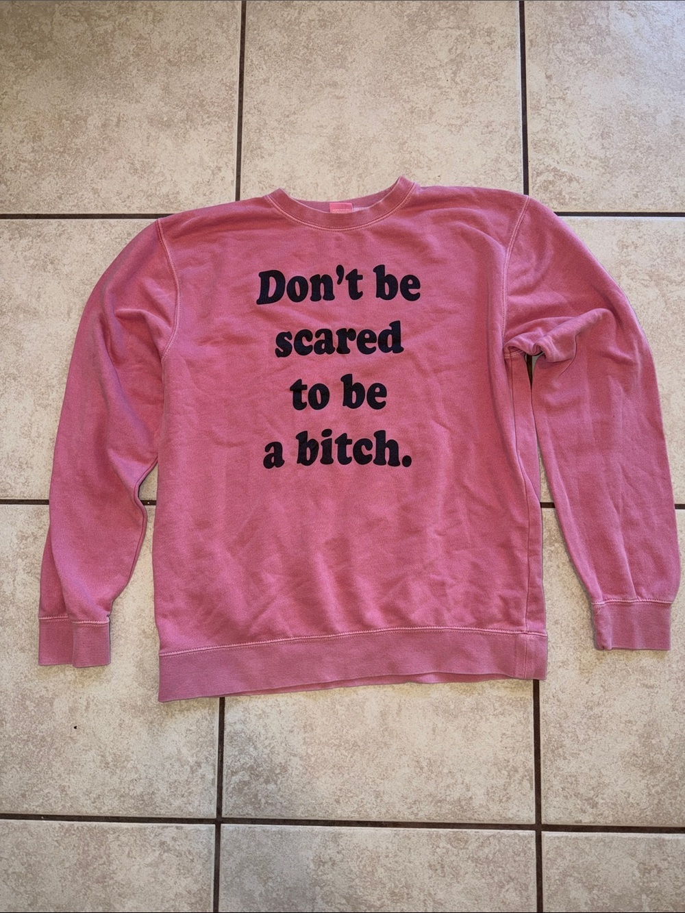 Married to the Mob Pink Crewneck Sweatshirt with Black Text